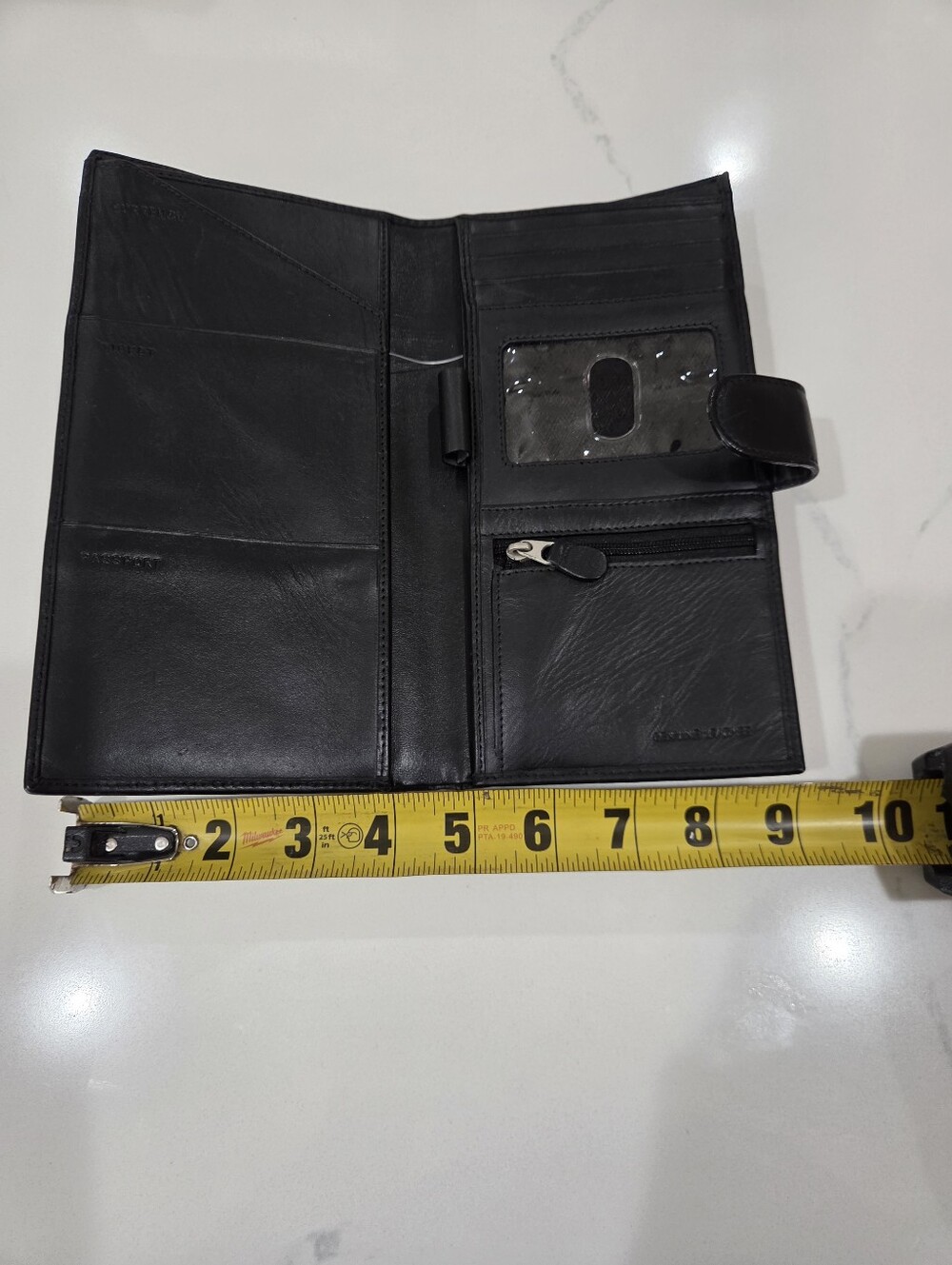 Leather Travel Wallet with RFID Protection - Black 100% Leather. - Picture 14 of 15